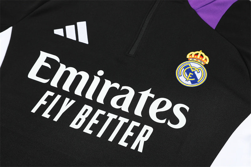 Buzo Completo con Cierre Real Madrid Negro Morado