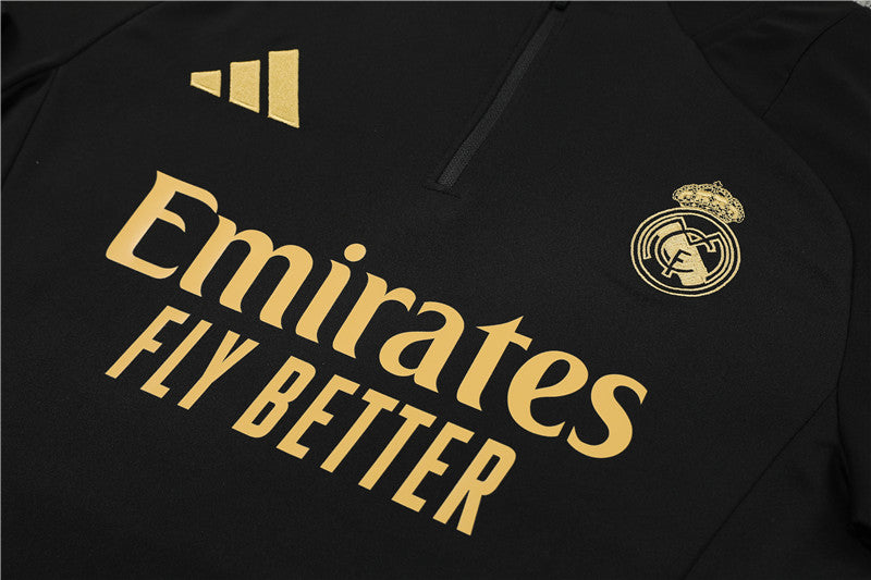 Buzo Completo Real Madrid Negro Dorado