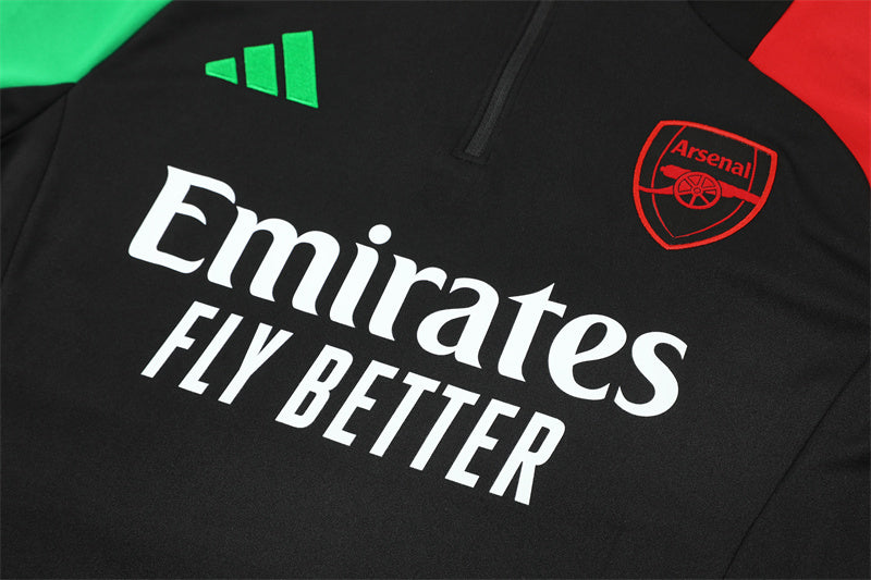 Buzo Completo con Cierre Arsenal Negro Rojo y Verde