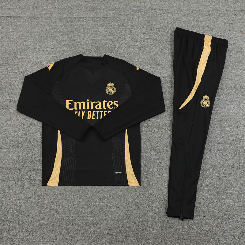 Buzo Completo Real Madrid Negro Diseño Dorado