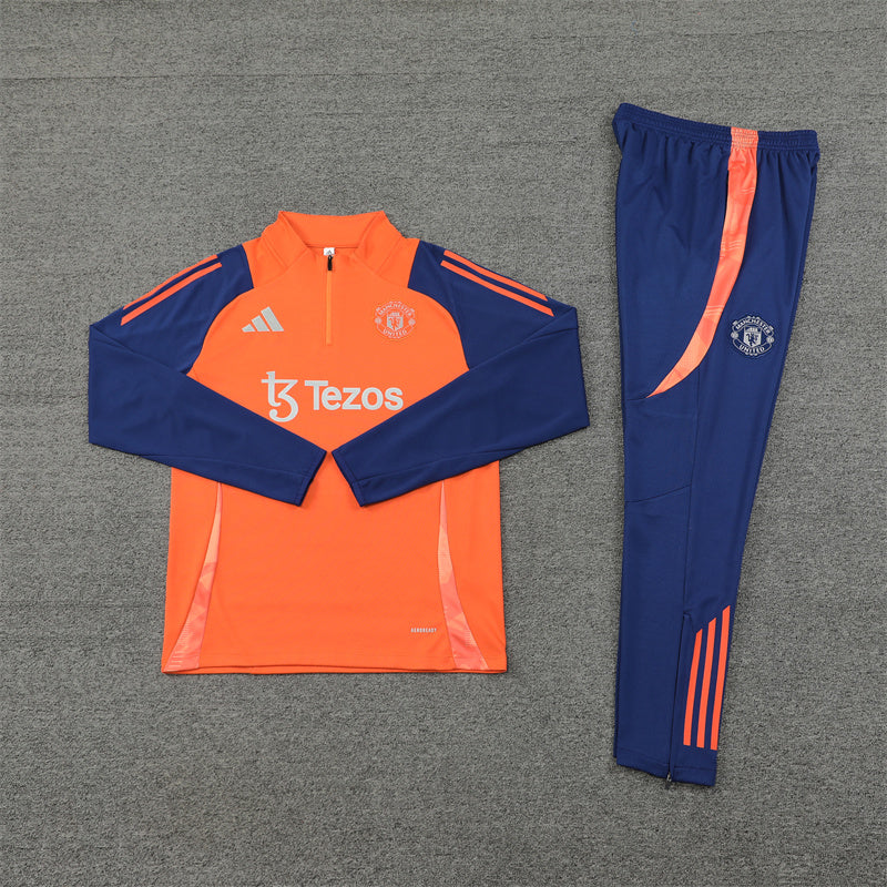 Buzo Completo Manchester United Naranja Azul