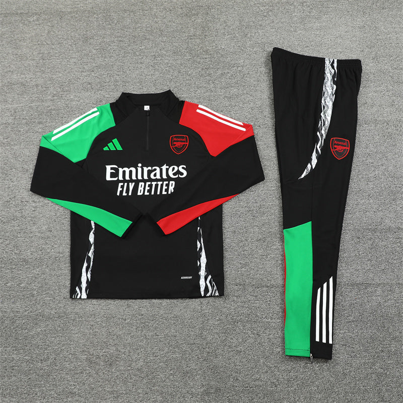 Buzo Completo con Cierre Arsenal Negro Rojo y Verde