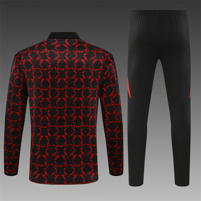 Buzo Completo Manchester United Negro Rojo Detalles