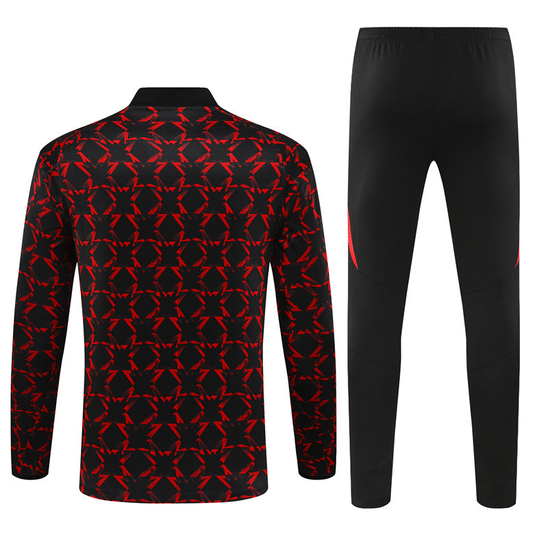 Buzo Completo Manchester United Negro Rojo Detalles