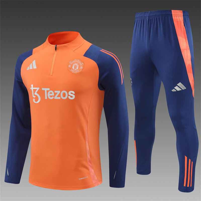 Buzo Completo Manchester United Naranja Azul