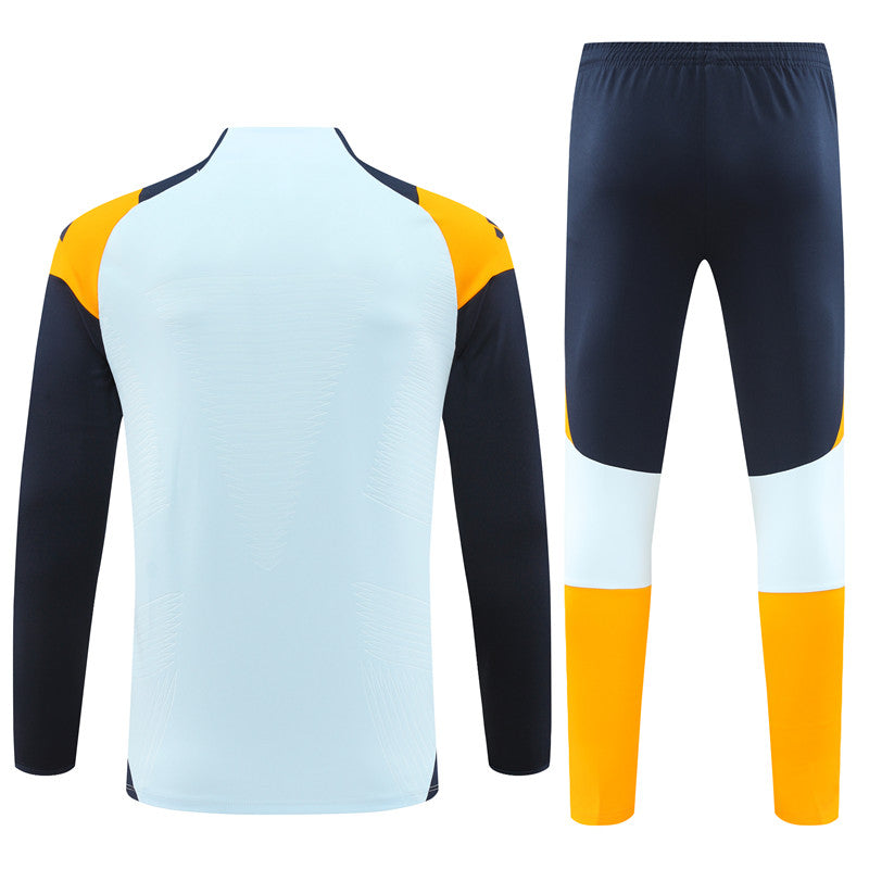 Buzo Completo Real Madrid Blanco Diseño Naranja