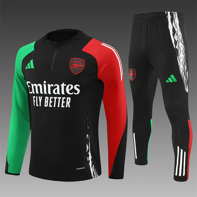Buzo Completo con Cierre Arsenal Negro Rojo y Verde