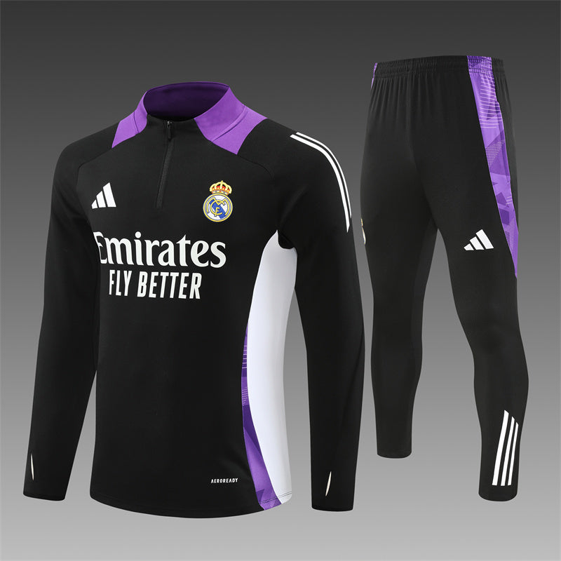 Buzo Completo con Cierre Real Madrid Negro Morado