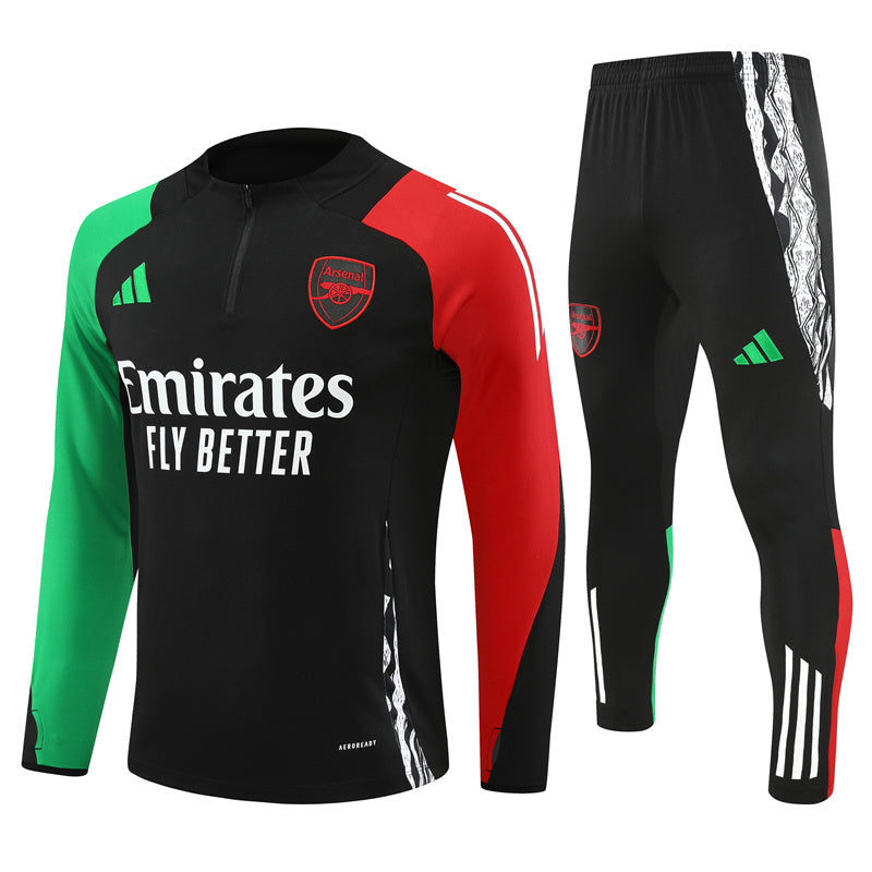 Buzo Completo con Cierre Arsenal Negro Rojo y Verde