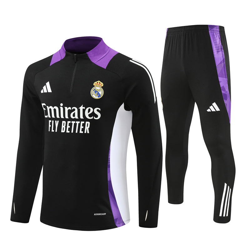 Buzo Completo con Cierre Real Madrid Negro Morado