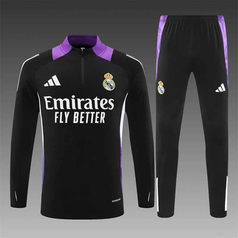 Buzo Completo con Cierre Real Madrid Negro Morado