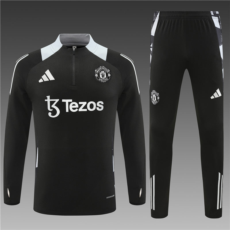 Buzo Completo Manchester United Negro Blanco