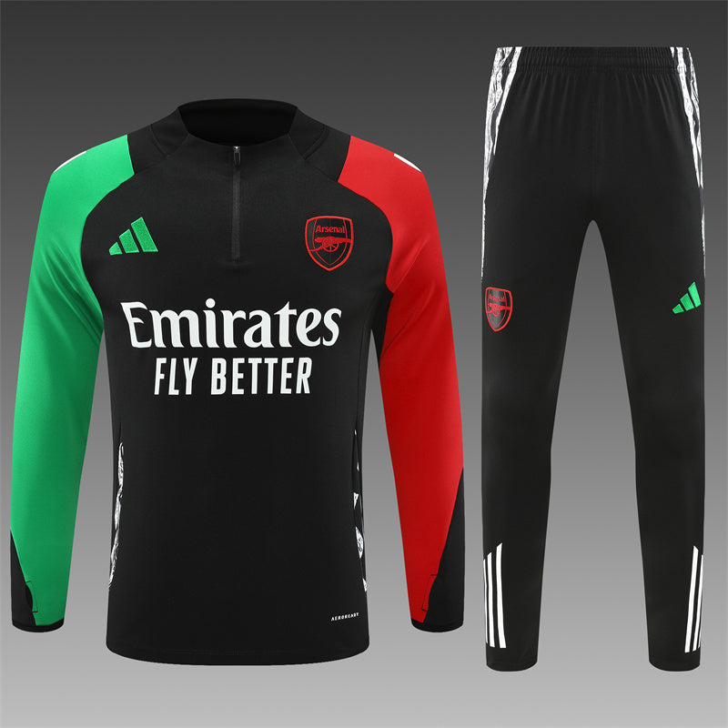 Buzo Completo con Cierre Arsenal Negro Rojo y Verde