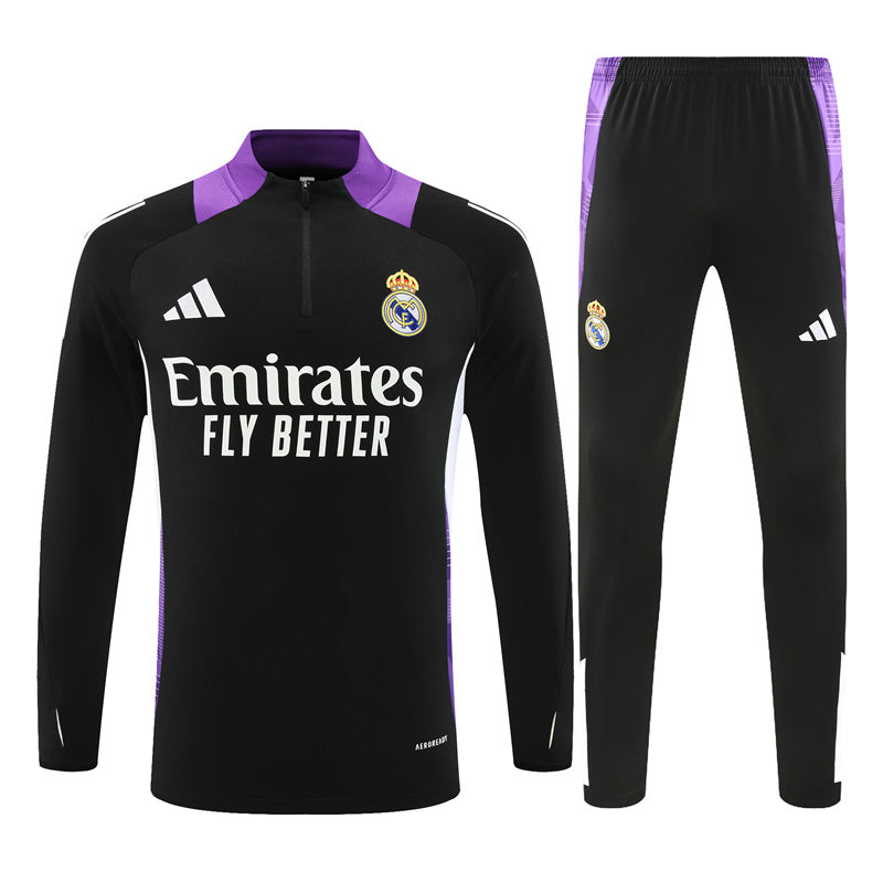 Buzo Completo con Cierre Real Madrid Negro Morado