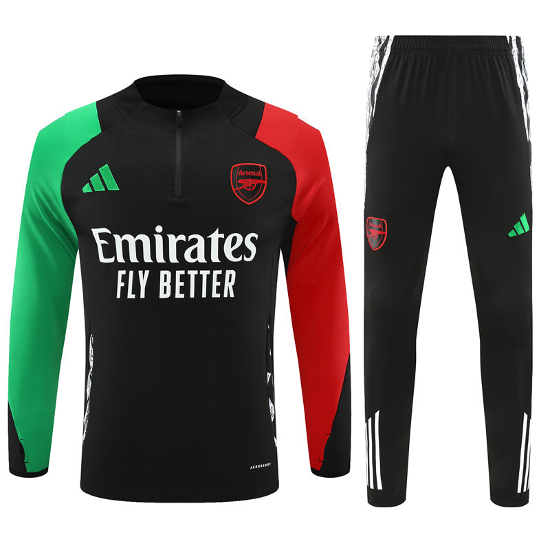 Buzo Completo con Cierre Arsenal Negro Rojo y Verde