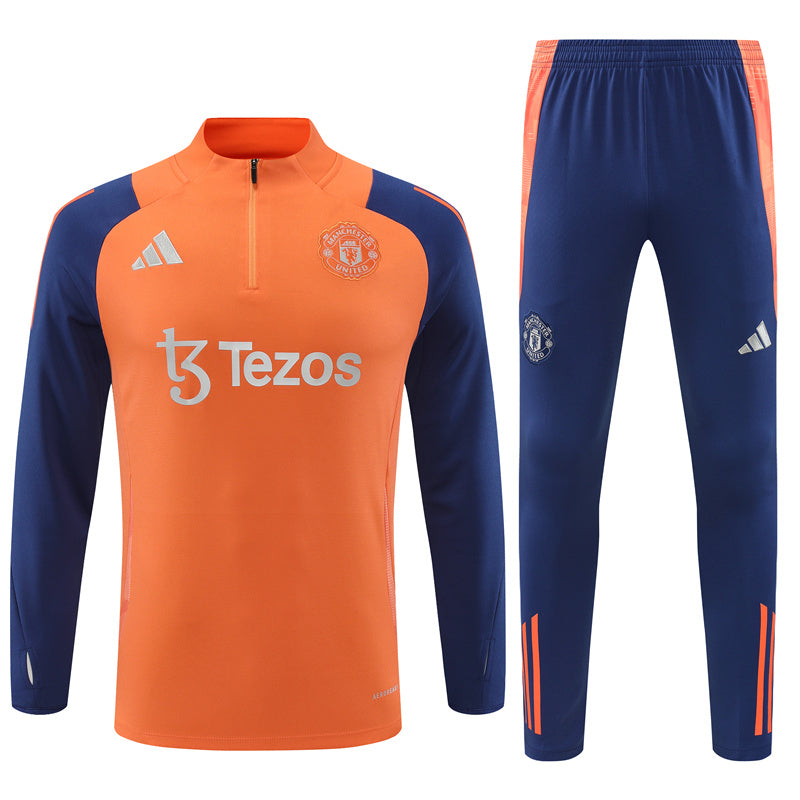 Buzo Completo Manchester United Naranja Azul