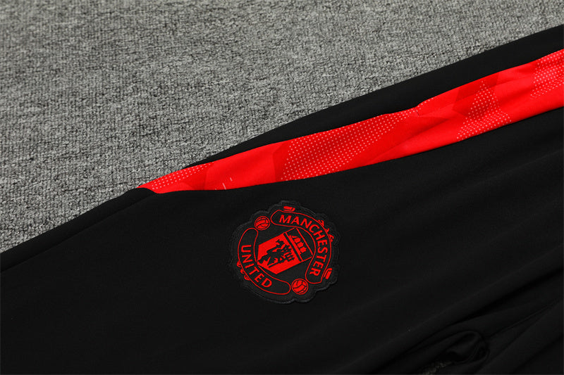 Buzo Completo Manchester United Negro Rojo Detalles