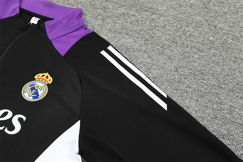 Buzo Completo con Cierre Real Madrid Negro Morado