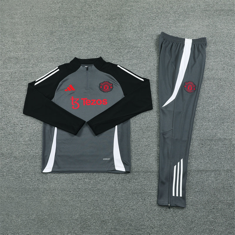 Buzo Completo con Cierre Manchester United Gris Diseño Rojo