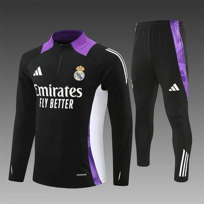 Buzo Completo con Cierre Real Madrid Negro Morado