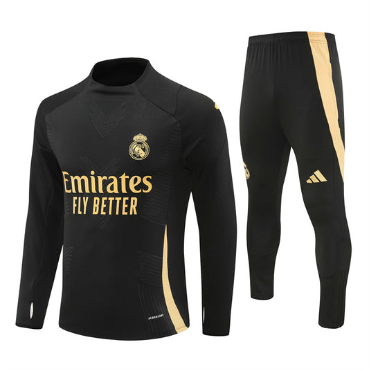 Buzo Completo Real Madrid Negro Diseño Dorado