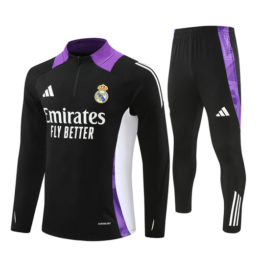 Buzo Completo con Cierre Real Madrid Negro Morado