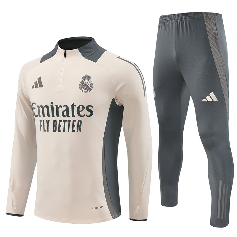 Buzo Completo Real Madrid Crema Con Cierre