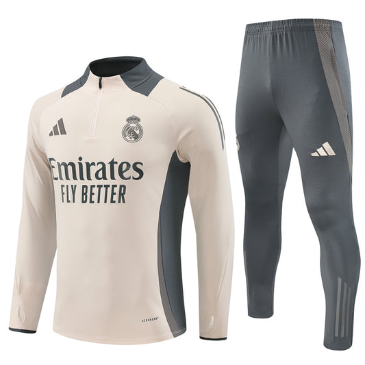 Buzo Completo Real Madrid Crema Con Cierre