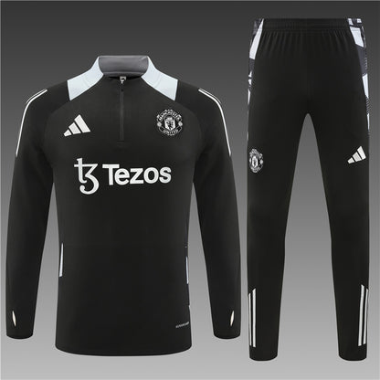 Buzo Completo Manchester United Negro Blanco