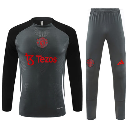 Buzo Completo Manchester United Gris Diseño Rojo