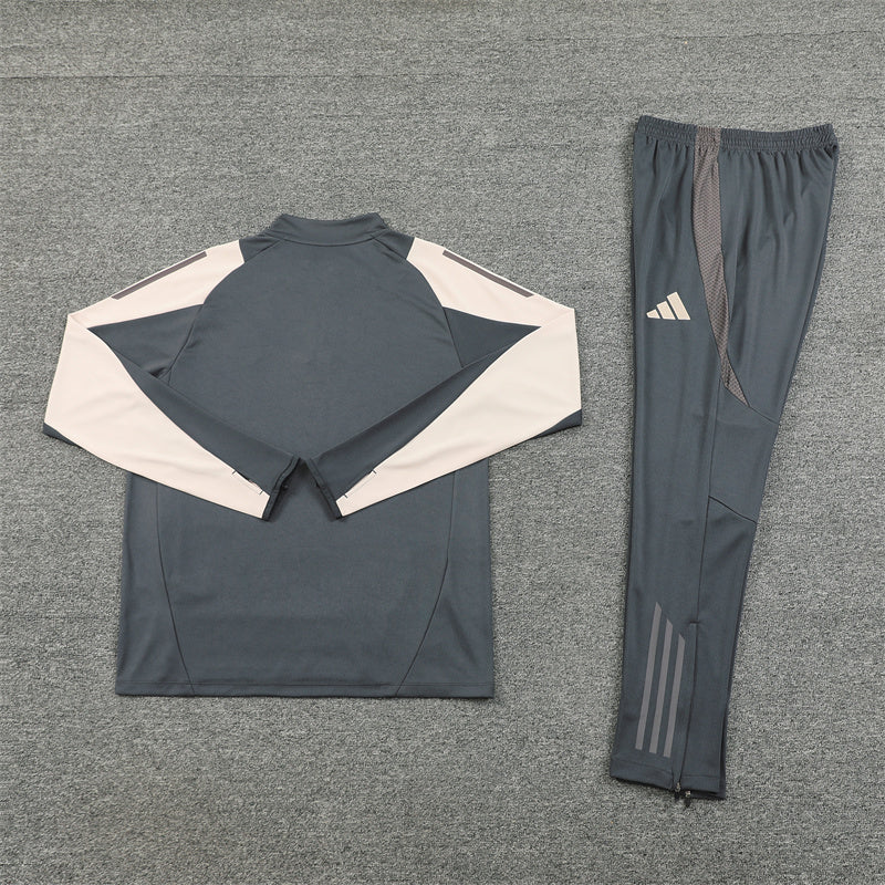 Buzo Completo Real Madrid Crema Diseño Gris