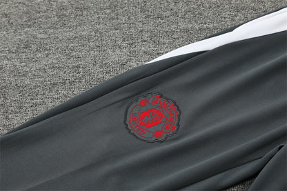 Buzo Completo Manchester United Gris Diseño Rojo