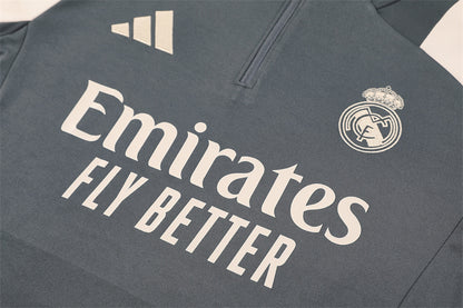 Buzo Completo Real Madrid Crema Diseño Gris