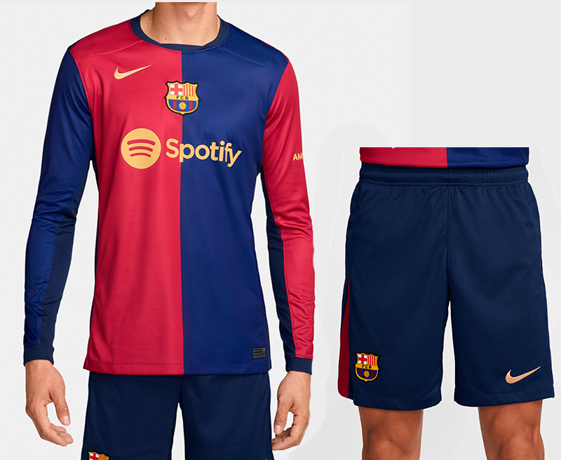 FC Barcelona Local Manga Larga Kit Adulto 2024/25 Versión Fan