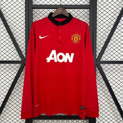 Manchester United Manga Larga Local Retro 2013/14 Versión Fan