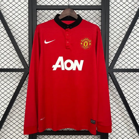 Manchester United Manga Larga Local Retro 2013/14 Versión Fan